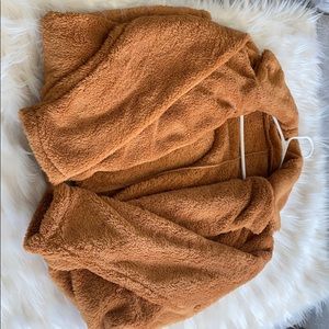 Open Front Longline Faux Fur Teddy Coat